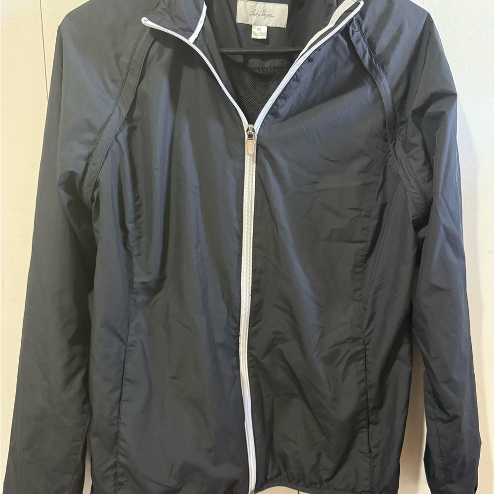 Lady Hagen Black Windbreaker Jacket with White Zipper